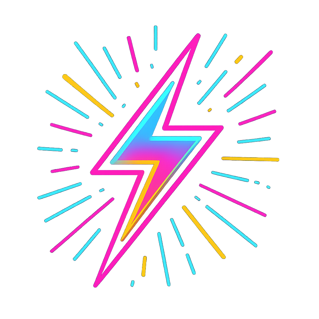 Ilustración moderna de un rayo de energía con estilo neón juvenil